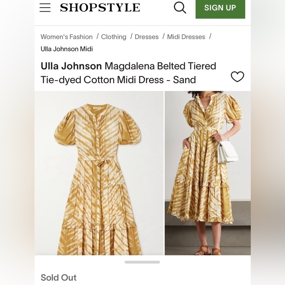 Ulla Johnson Magdalena Midi Dress Sand Tiger Print Puff Sleeves Ruffled - Picture 5 of 16